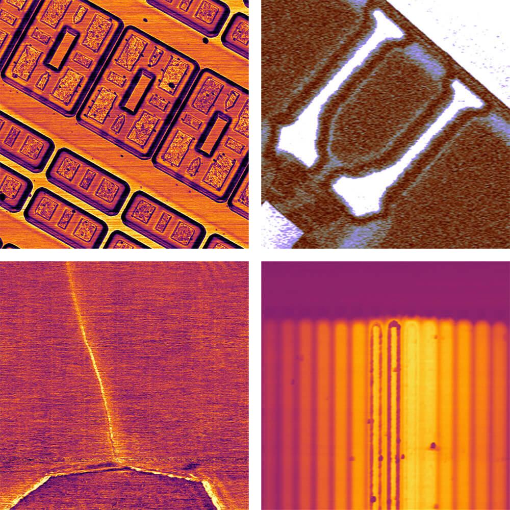 直接电容、快速扫描SCM、掺杂阶梯样品和碳纳米管的AFM SCM图像
