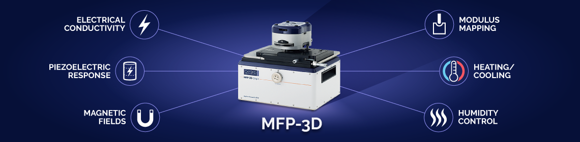 MFP-3D |最通用的原子力显微镜(AFM)，具有导电性，压电响应，磁场，模量映射，加热和冷却，以及湿度控制附件