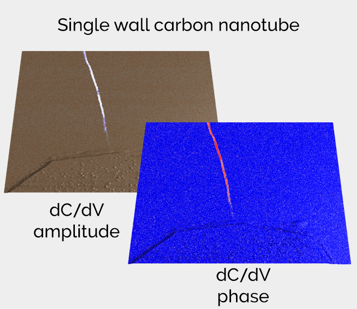 扫描电容显微镜(SCM)的SRAM(静态RAM)单壁碳纳米管dC/dV振幅和相位AFM成像
