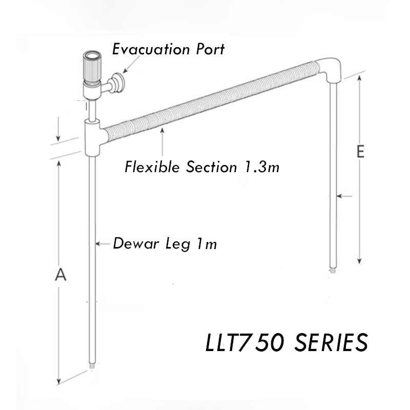 LLT750/10 -自动转移管:1.0米杜瓦腿，1.3米柔性截面产品照片前视图L