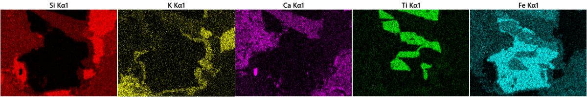 x射线图采集自矿物样品在1,500,000cps，持续5秒