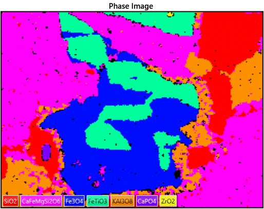 使用AutoPhaseMap从5s x射线图中计算出的相位图像识别了主要的相以及磷酸钙和氧化锆的夹杂物